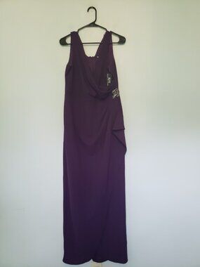 SLNY Womens 12 Maxi Formal Dress Summer Plum Purple Studded Sleeveless Evening